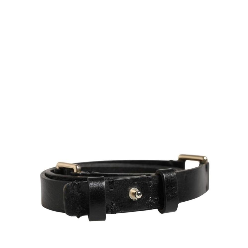 GF Ferre Leather Thin Gold Metal Brass Buckle Waist Belt Women Black Belts